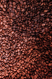 Full frame shot of freshly roasted coffe beans