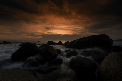 Scenic view of sea against sky during sunset