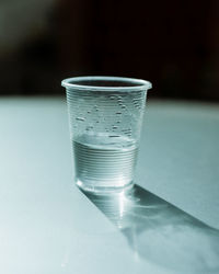 Close-up of water in glass on table