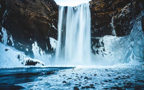 Scenic view of waterfall