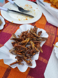 High angle view of food on table