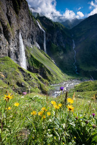 Scenic view of mountains against sky