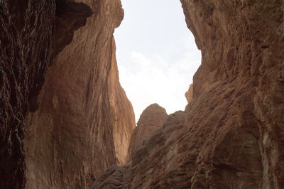 Low angle view of cliffs at xinjiang