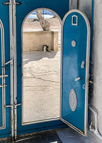 Closed door of old building