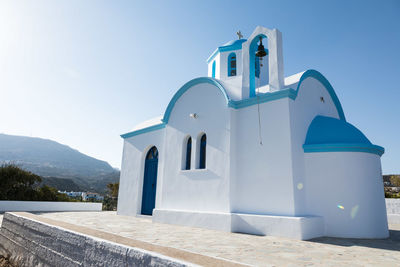 Exterior of a greek church against clear sky