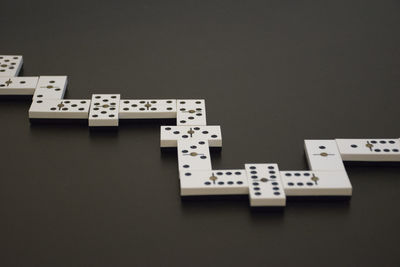 High angle view of dominoes on table