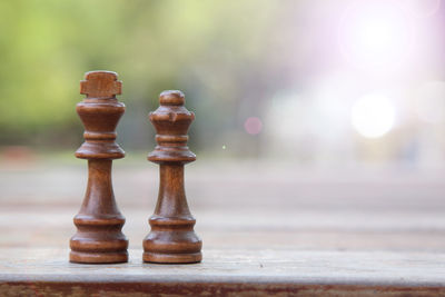 Close-up of chess piece on table