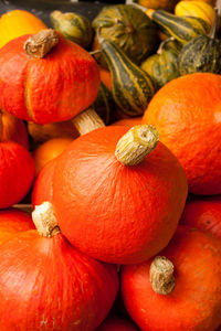 Full frame shot of pumpkins in market