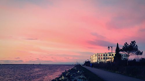 Scenic view of sea at sunset