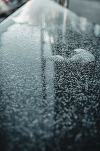 Close-up of wet car windshield
