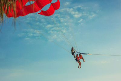 Low angle view of kite against sky