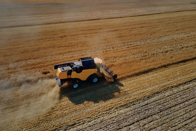 High angle view of car on field