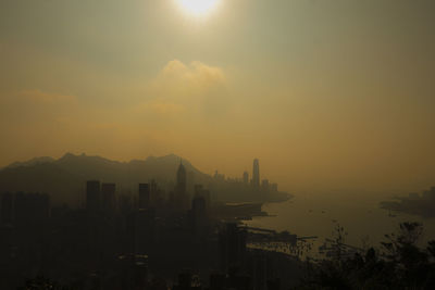 Silhouette buildings against sky during sunset