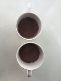 High angle view of coffee on table