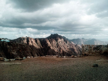 Scenic view of landscape and mountains against sky