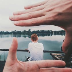 Close-up of hands in water