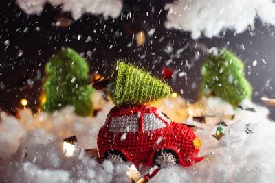 Close-up of christmas tree during winter