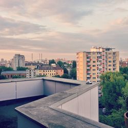 Cityscape against sky during sunset