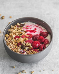 High angle view of breakfast served in bowl