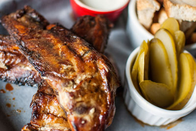 High angle view of food on table