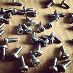 Close-up of a group of screws