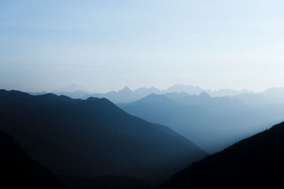 Scenic view of mountains against clear sky