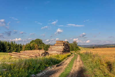 Scenic view of land against sky