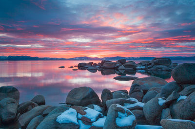 Scenic view of sea against sky during sunset