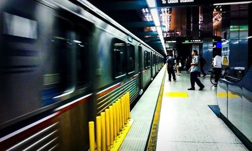 Train at railroad station platform