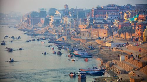 View of boats in sea