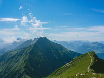 Scenic view of mountains against sky