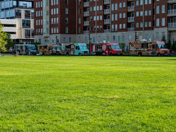 View of residential buildings in city