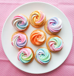 Directly above shot of multi colored candies on table