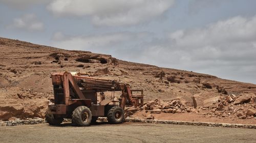 Vintage mining equipment in the landscape