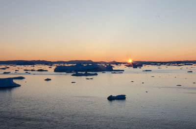 Scenic view of sea at sunset