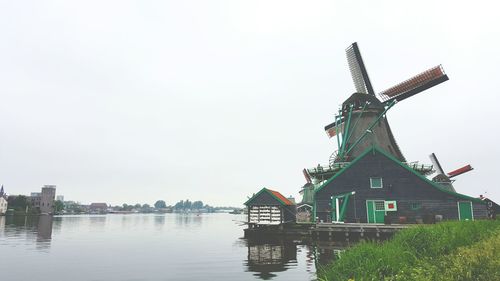 Traditional windmill against clear sky