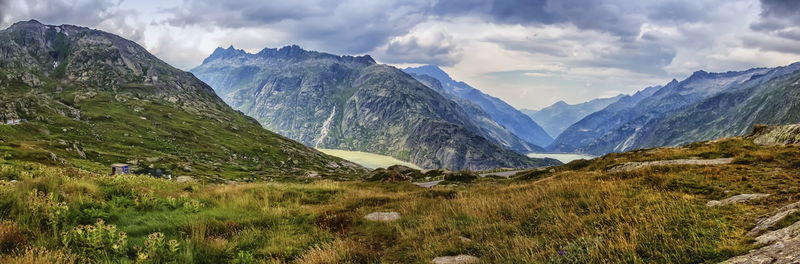 Panoramic view of mountains against sky