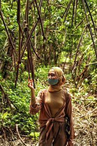 Hijab girls enjoy the beauty of tropical nature