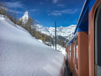 Panoramic view of snowcapped mountains against sky