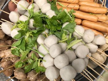 High angle view of vegetables for sale in market