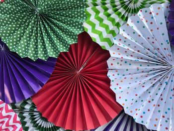 Full frame shot of colorful paper hand fans