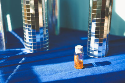 Close-up of bottles on table