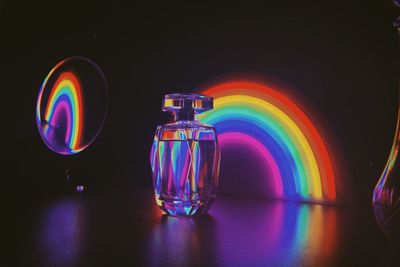 Close-up of illuminated lights on table