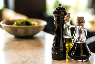 Close-up of wineglass on table