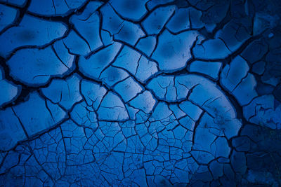 Nature's abstract canvas. blue cracked mud artistry in northern europe