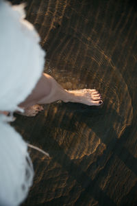 Low section of woman standing on beach