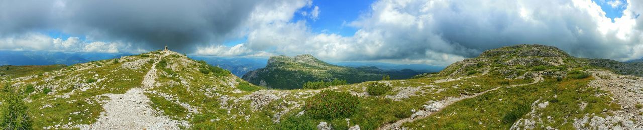Panoramic view of landscape against cloudy sky