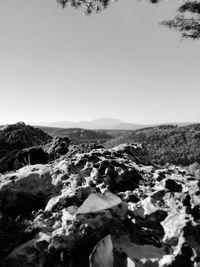 Scenic view of mountains against clear sky