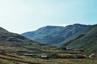 Scenic view of mountains against clear sky