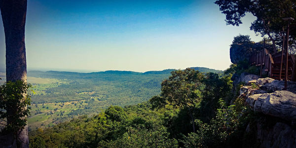 Scenic view of mountains against clear sky